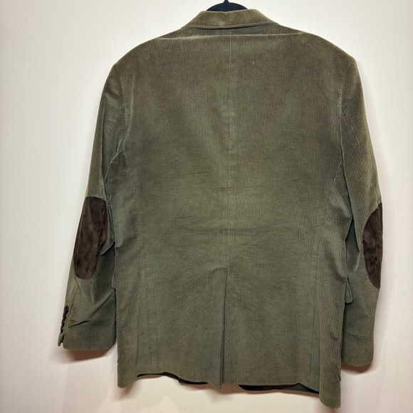 Sutter & Grant Corduroy Blazer Sport Coat Mens 42R Green Suede Elbow Patches - Picture 2 of 10